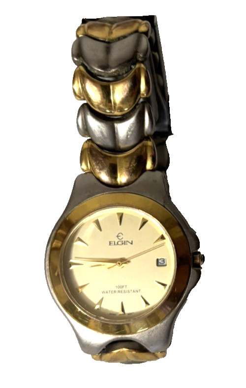 Elgin FM885 Quartz Japan Movement Gold Tone Wristwatch with Date – Working