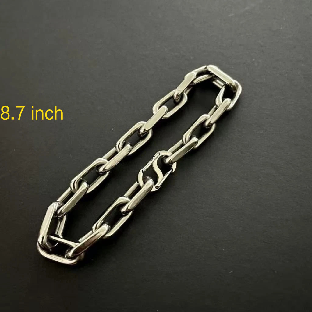 New Pure Titanium Chain Bracelet 8mm Wid Anti-allergic 8.7″ Lightweight Gift