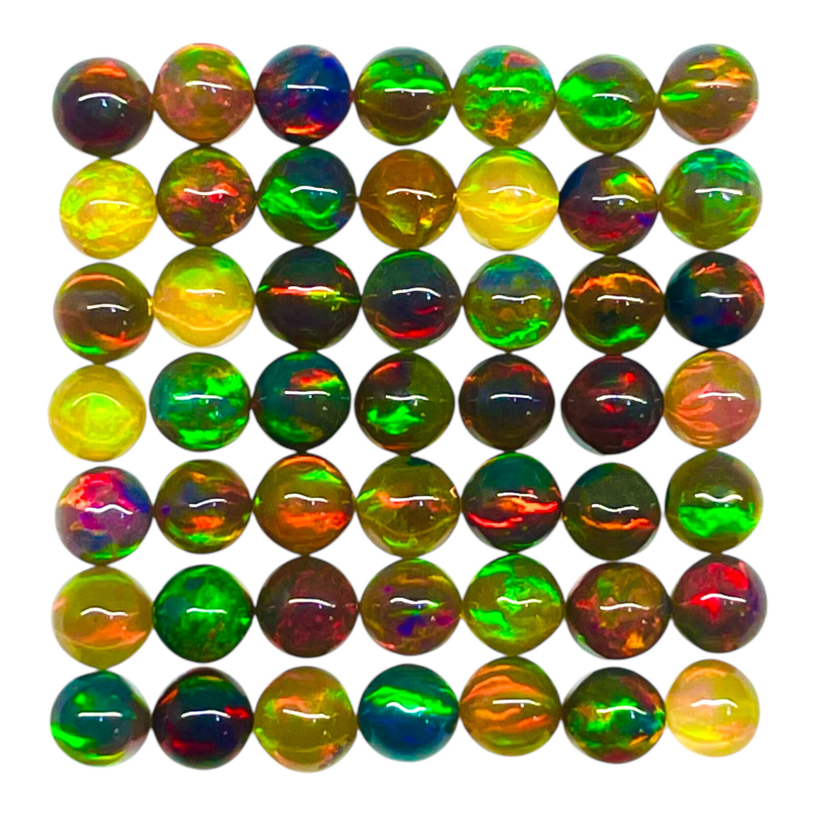 50 Pcs Natural Ethiopian Black Opal 3mm Round Flashy Loose Cabochon Gemstone Lot