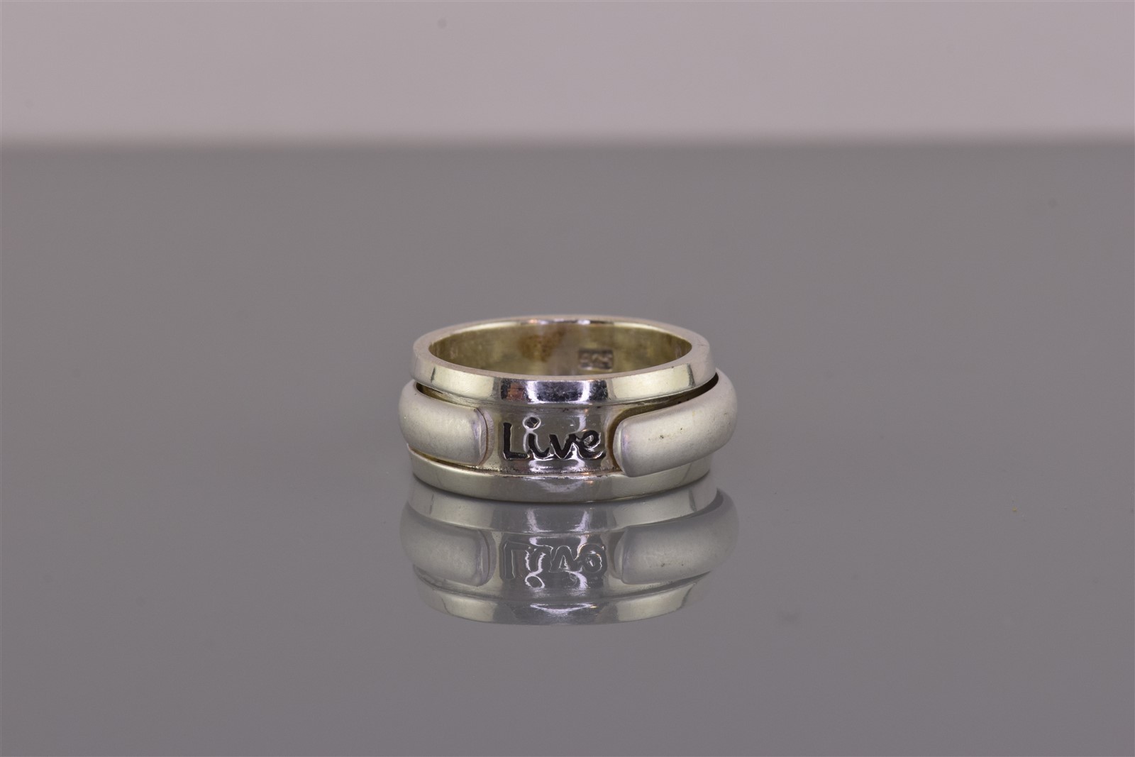 Sterling Silver 8mm “Live With Me & Be My Love” Spinner Band Ring 925 Sz: 6
