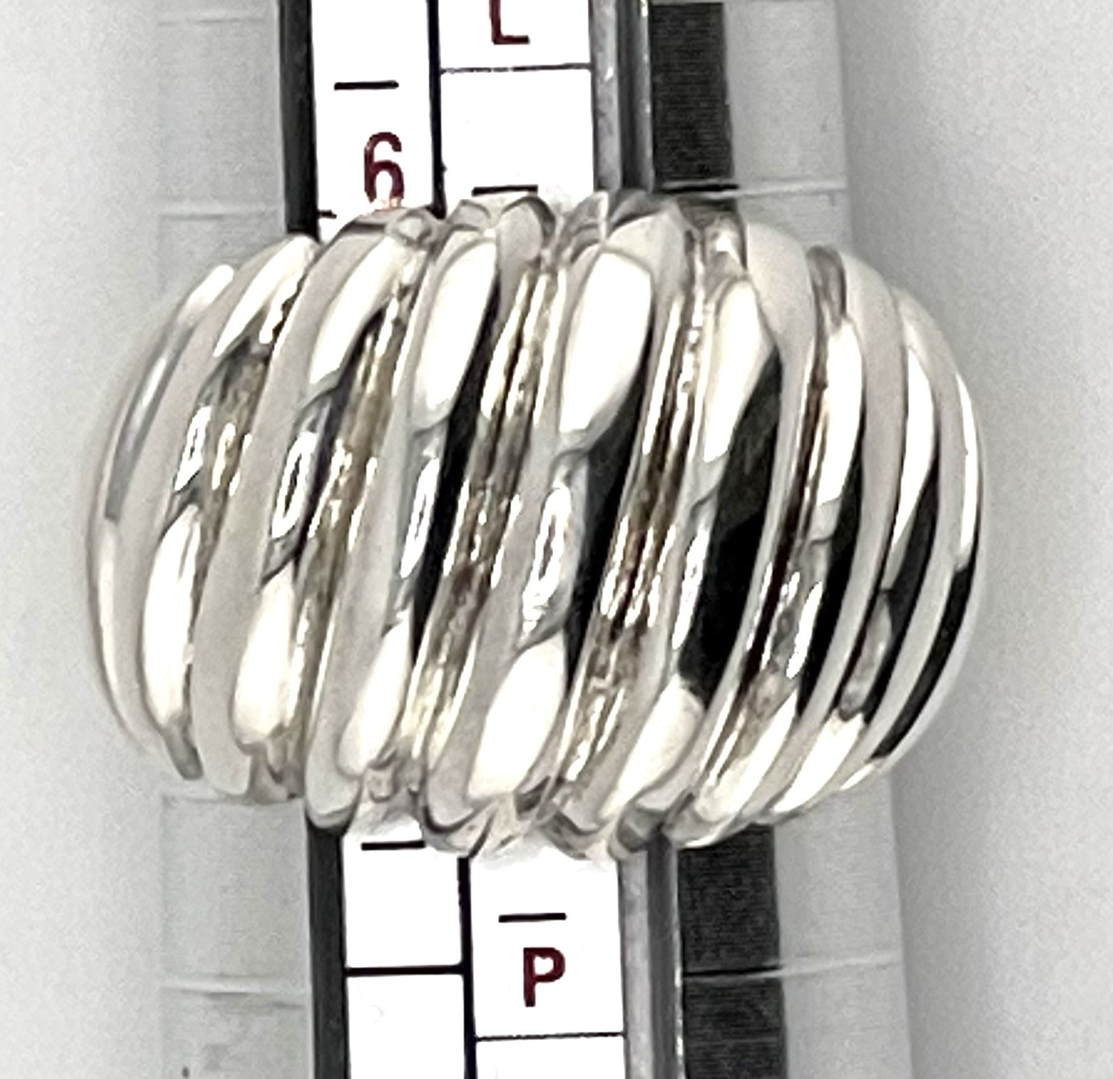 Heavy Unisex RING 925 Sterling Silver Dome Ribbed Size 6.75 Weight 8.8.grams