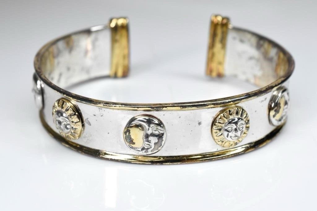 SERGIO BUSTAMANTE COSMOS Sterling & Gold Vermeil Cuff Bracelet & Earrings
