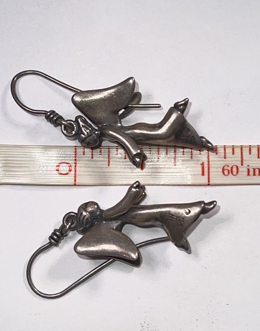 RETIRED James Avery Sterling Silver 925 3D Floating Angel Earrings