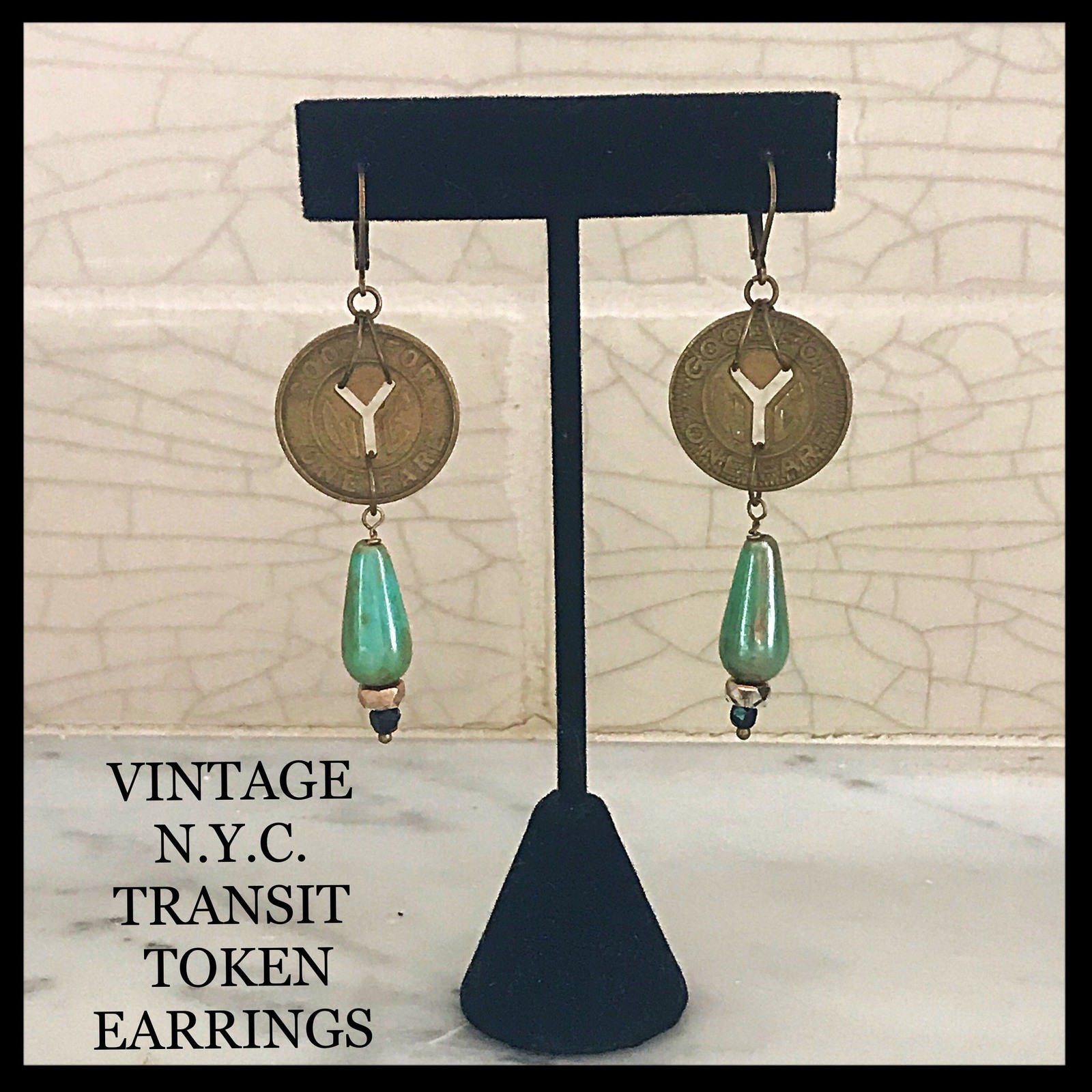 Vintage New York City Transit Token Earrings