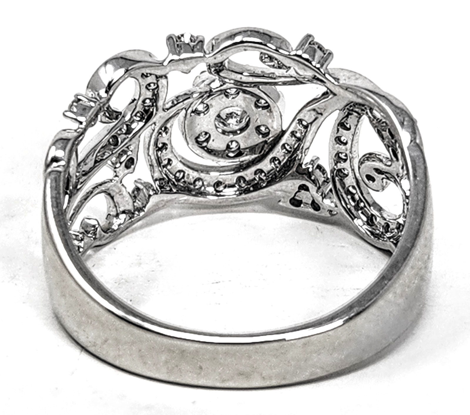 Effy Bouquet 14K White Gold Diamond Filigree Ring, ~0.53 TCW Size 7.5