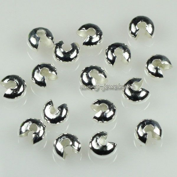 200/500pcs Silver/Gold Plt Copper Crimp Knot Cover End Beads Finding 3mm,4mm,5mm