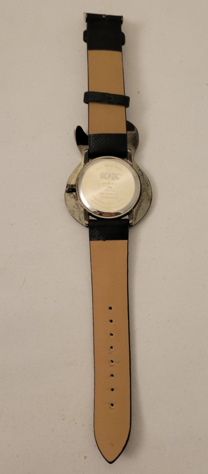 AC/DC Guitar Shaped Quartz Watch With Black Band – Working