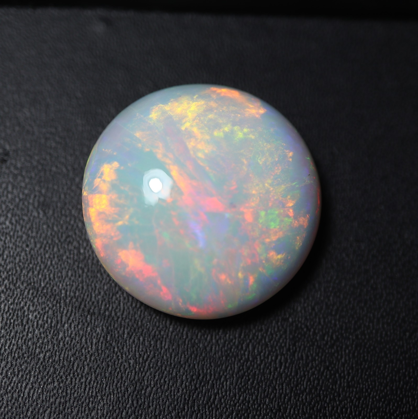 22.5MM Round Natural AAA White Ethiopian Opal Flashy Multi Fire Cabochon 24.8Cts
