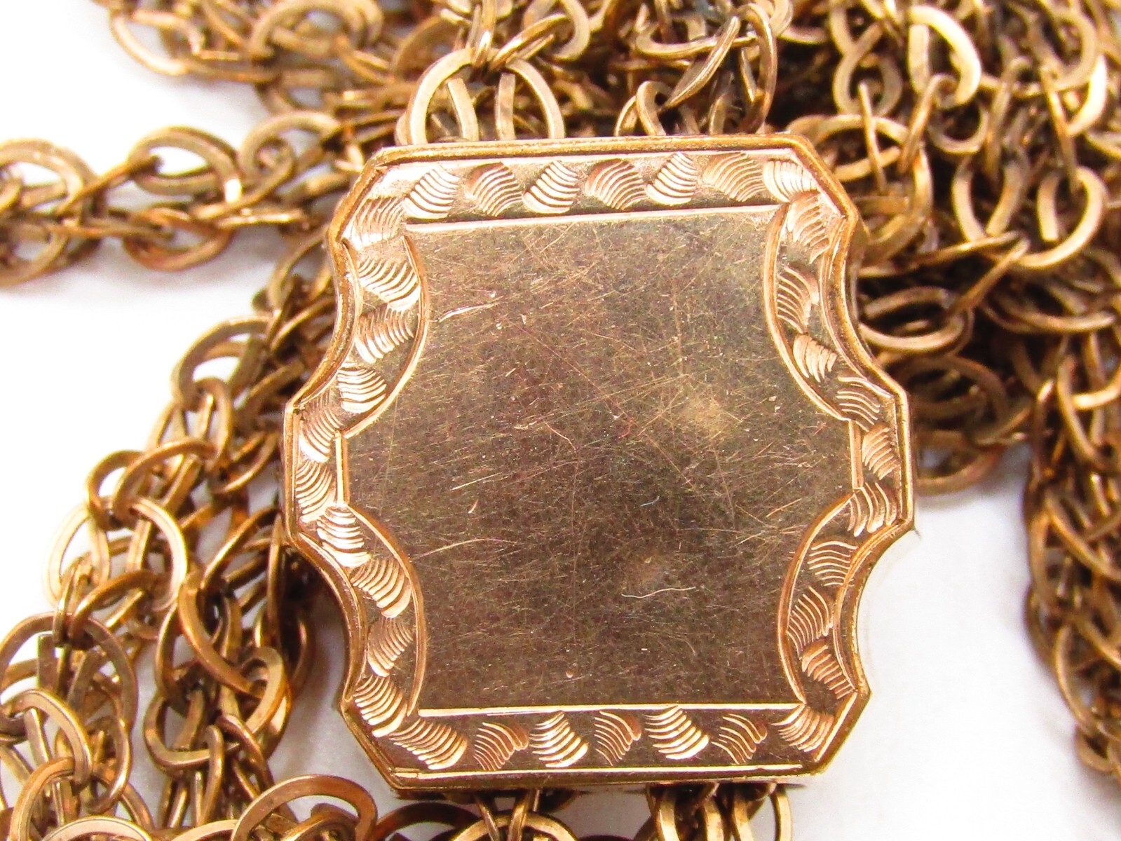 ANTIQUE VICTORIAN LADIES WATCH CHAIN WITH 1OK GOLD CAMEO SLIDE & G.F. CHAIN*