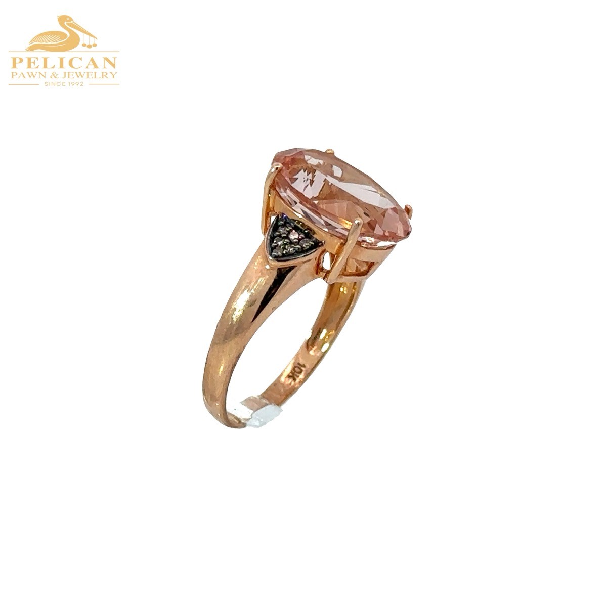 10K Rose Gold Morganite & Champagne Diamond Oval Ring .012 CTW (PBR119582)