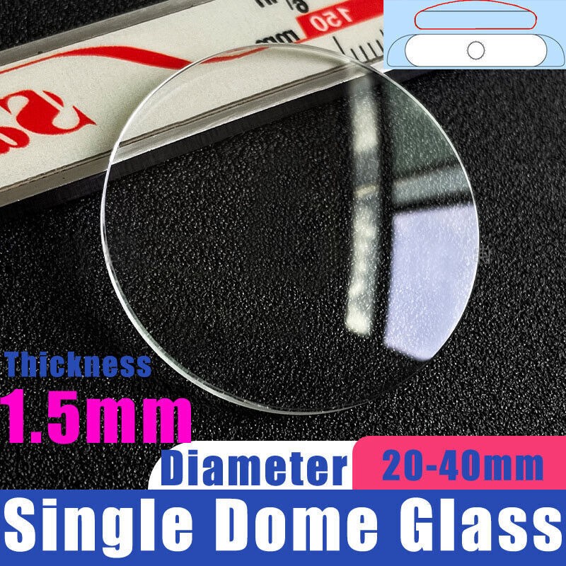 1.5mm Watch Crystal Round Mirror Lens Watch Repair Parts 20mm-40mm Single Dome
