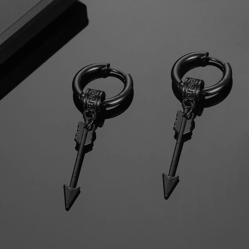 Stud Earrings Stainless Steel Punk Style for Men Women Black Piercing Set