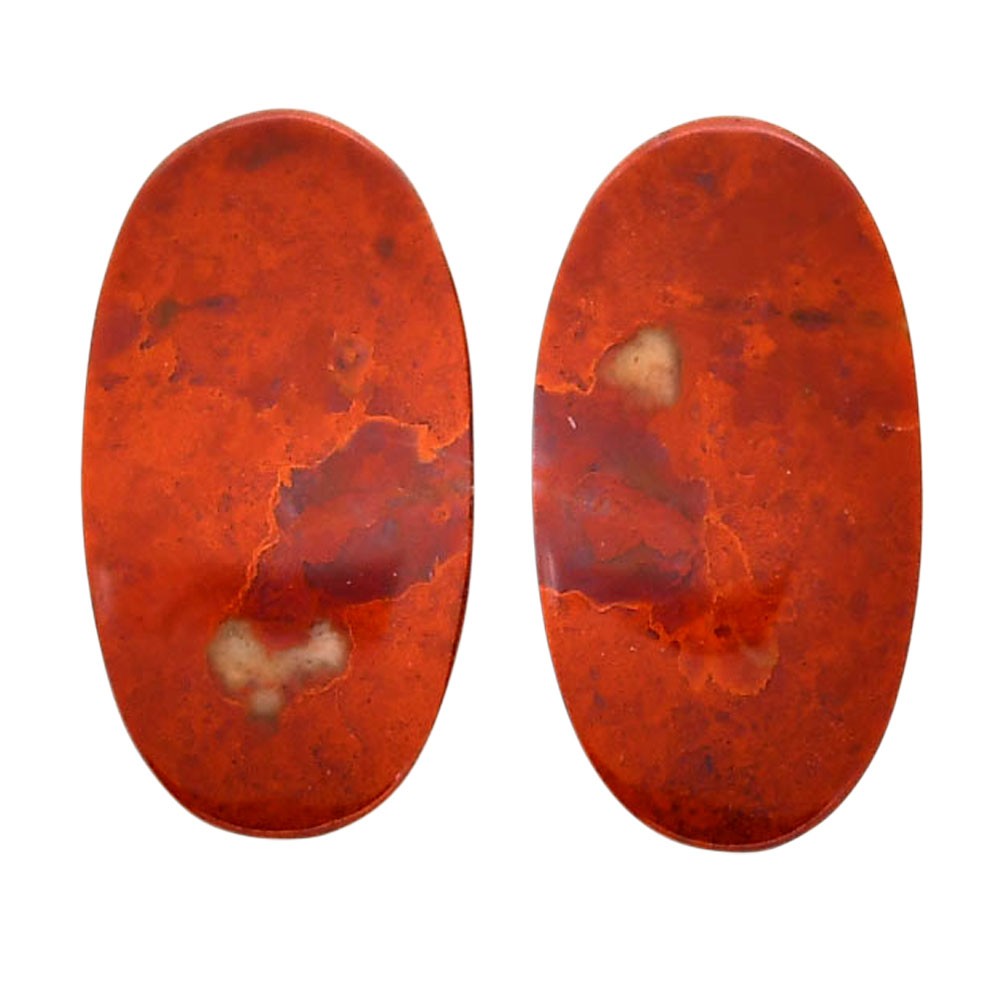 Natural Red Moss Agate Pair 12.7×23.7×4 mm Oval Polished Gemstone LS73-04461