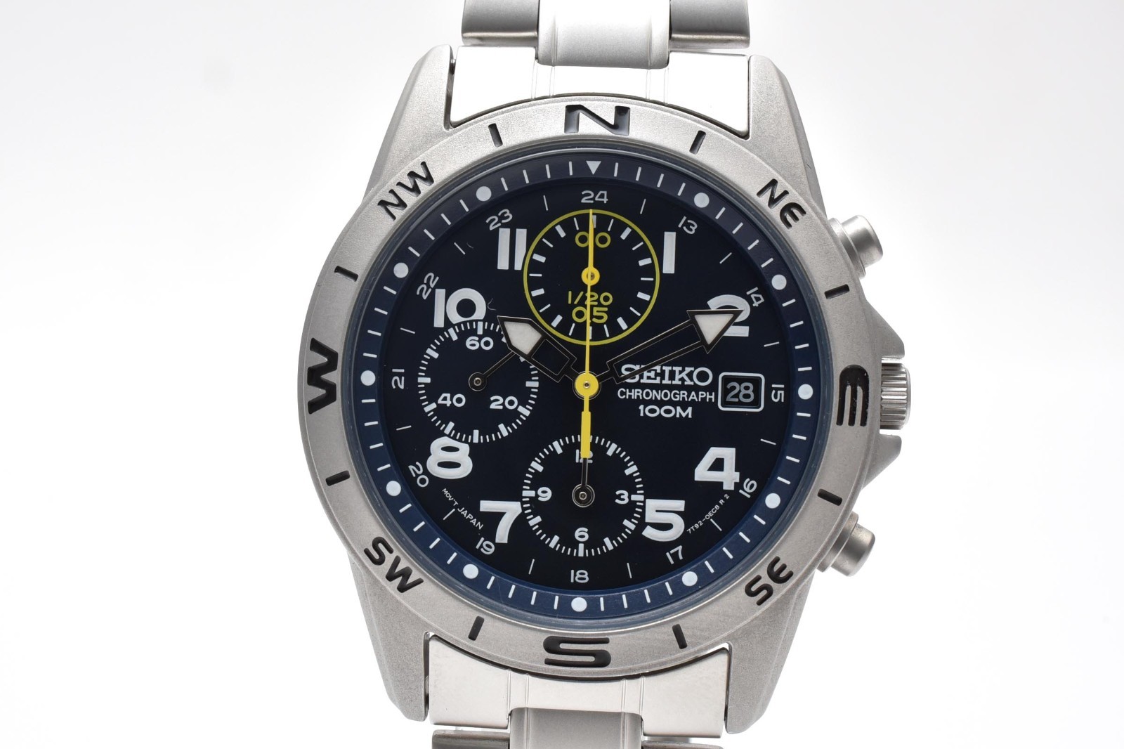 [MINT/BOX] Seiko 7T92-0DX0 Chronograph Blue Dial 38mm Quartz Men’s Watch JAPAN