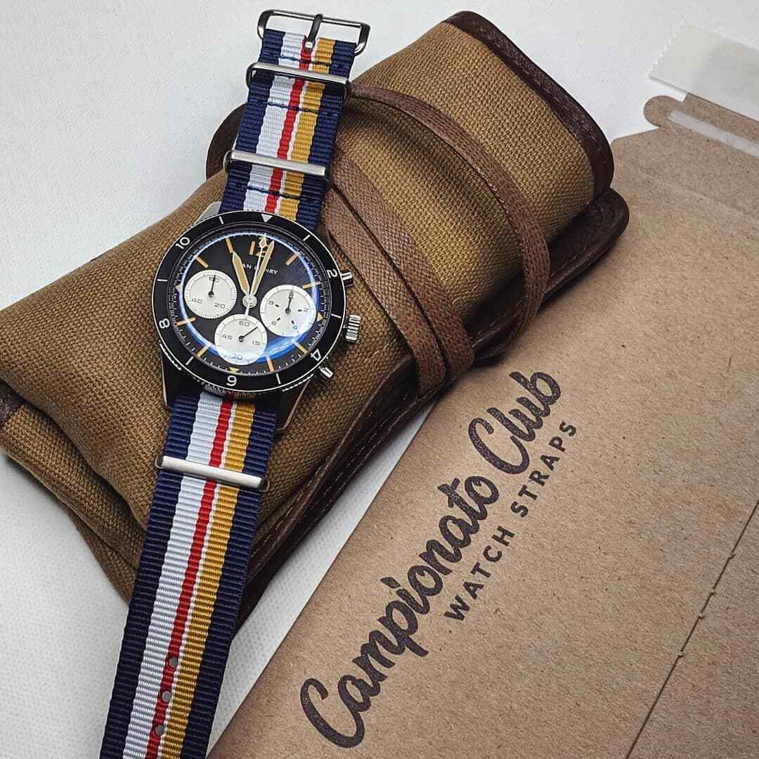 One-Piece Rothmans Porsche Inspired Strap Racing Colors Nylon Watch Band