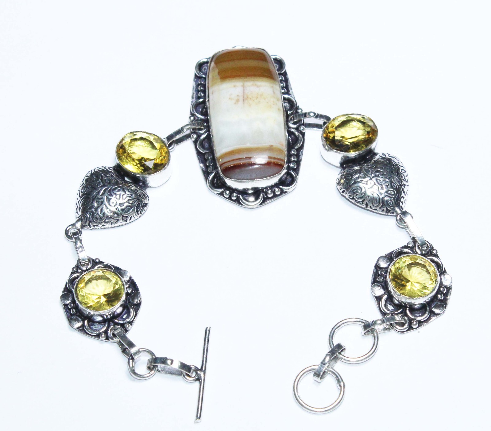 Top Sulemani Hakik Citrine Gemstone Handmade Bracelet jewellery Size 8 inches