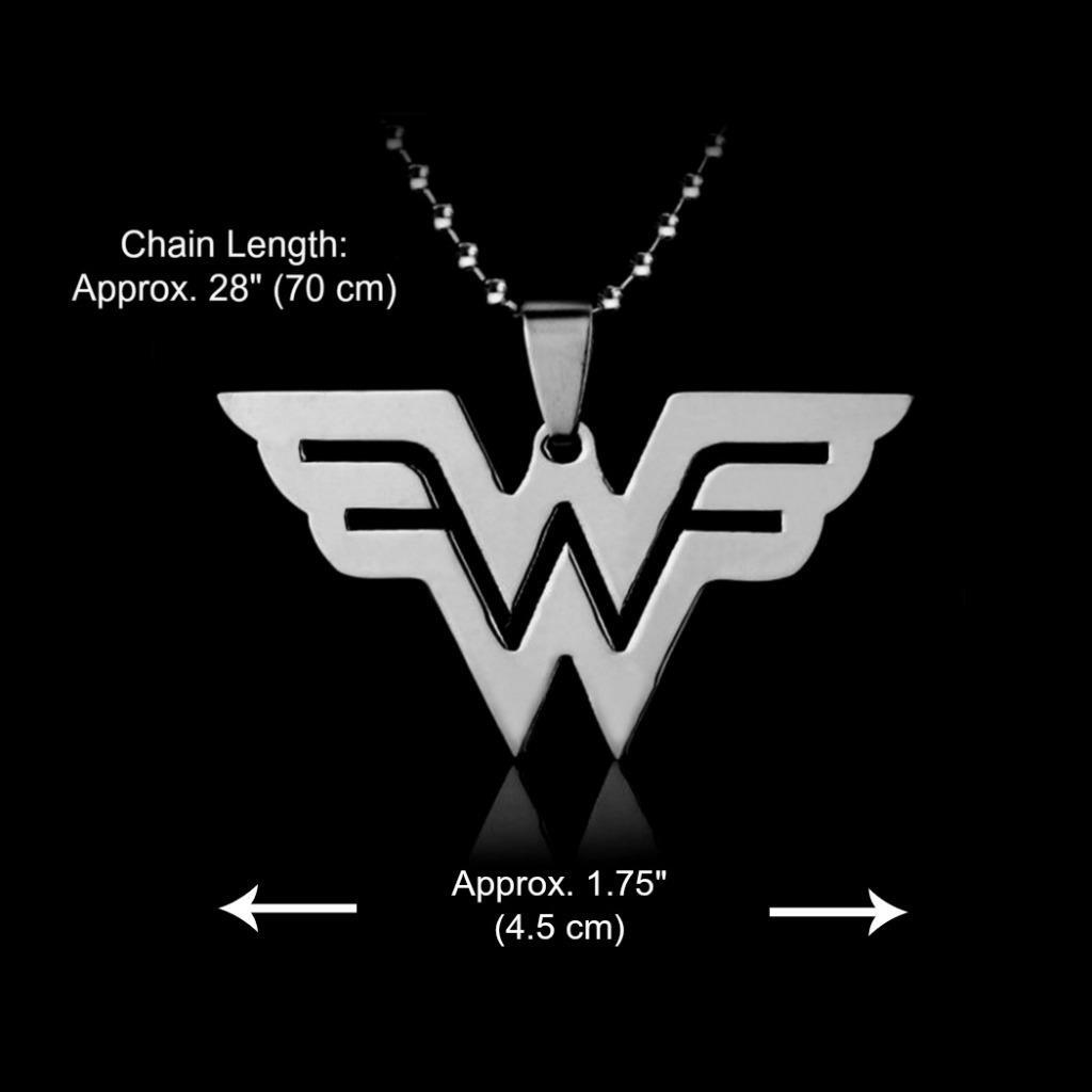 WONDER WOMAN NECKLACE Superhero Stainless Steel Metal Pendant 70cm Ball Chain