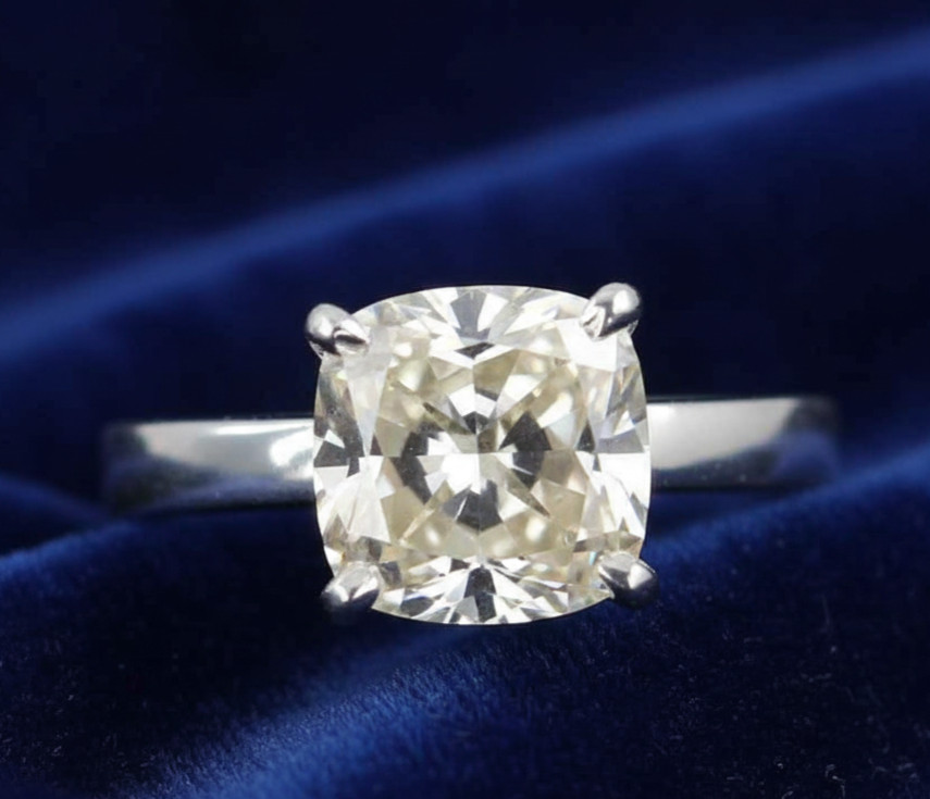 2.50 Ct Certified Cushion Cut Diamond Ring-Amazing Luster, FREE DIAMOND STUDS
