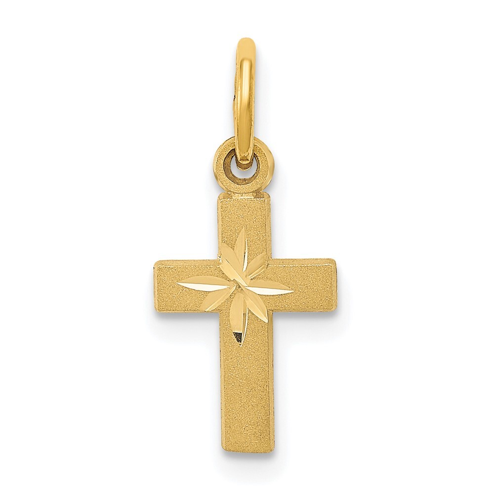 14k Yellow Gold Tiny Cross Charm Pendant for Women 0.52gm L-0.75 in,W-0.32 in