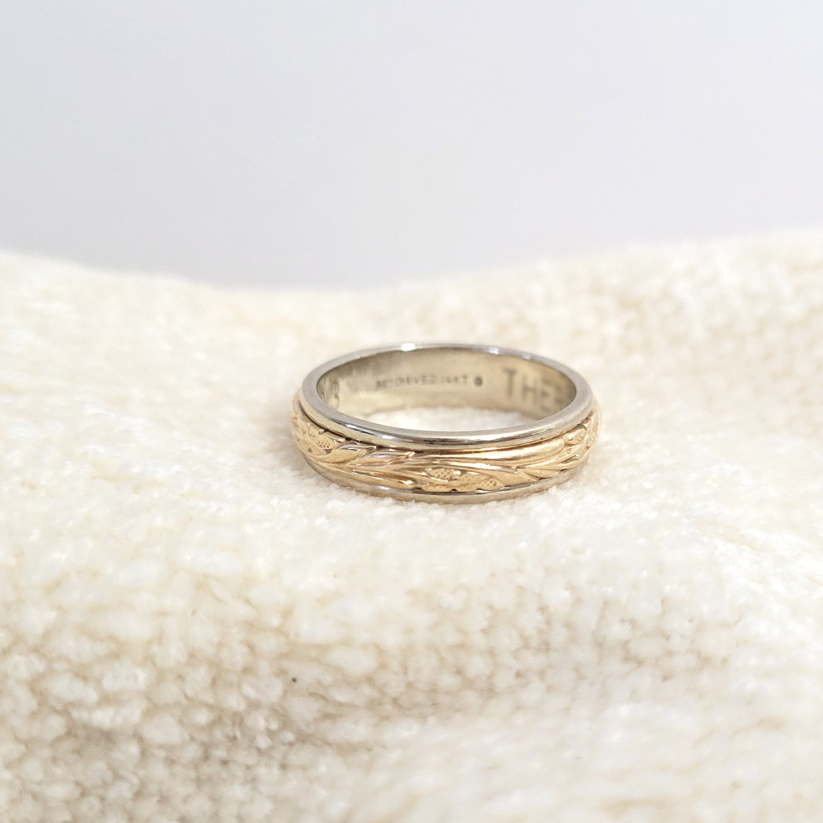 Vintage ArtCarved 14k Iconic 2-Tone Gold Floral Eternity Wedding Band 4.4g