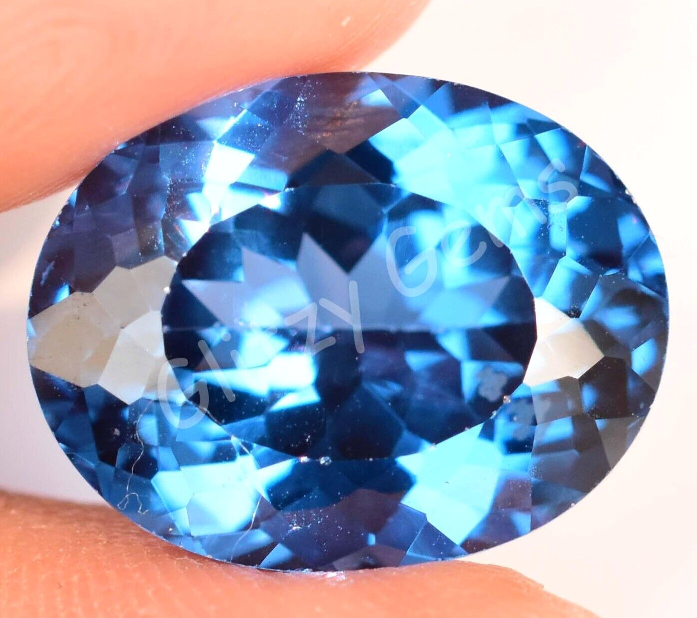 Natural Blue Zircon 14.85 Ct Oval Stunning Certified Cambodian Loose Gemstone