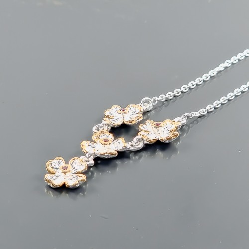 Jewellery Shop Natural Rhodolite Necklace 925 Sterling Silver 17.75″/N25720