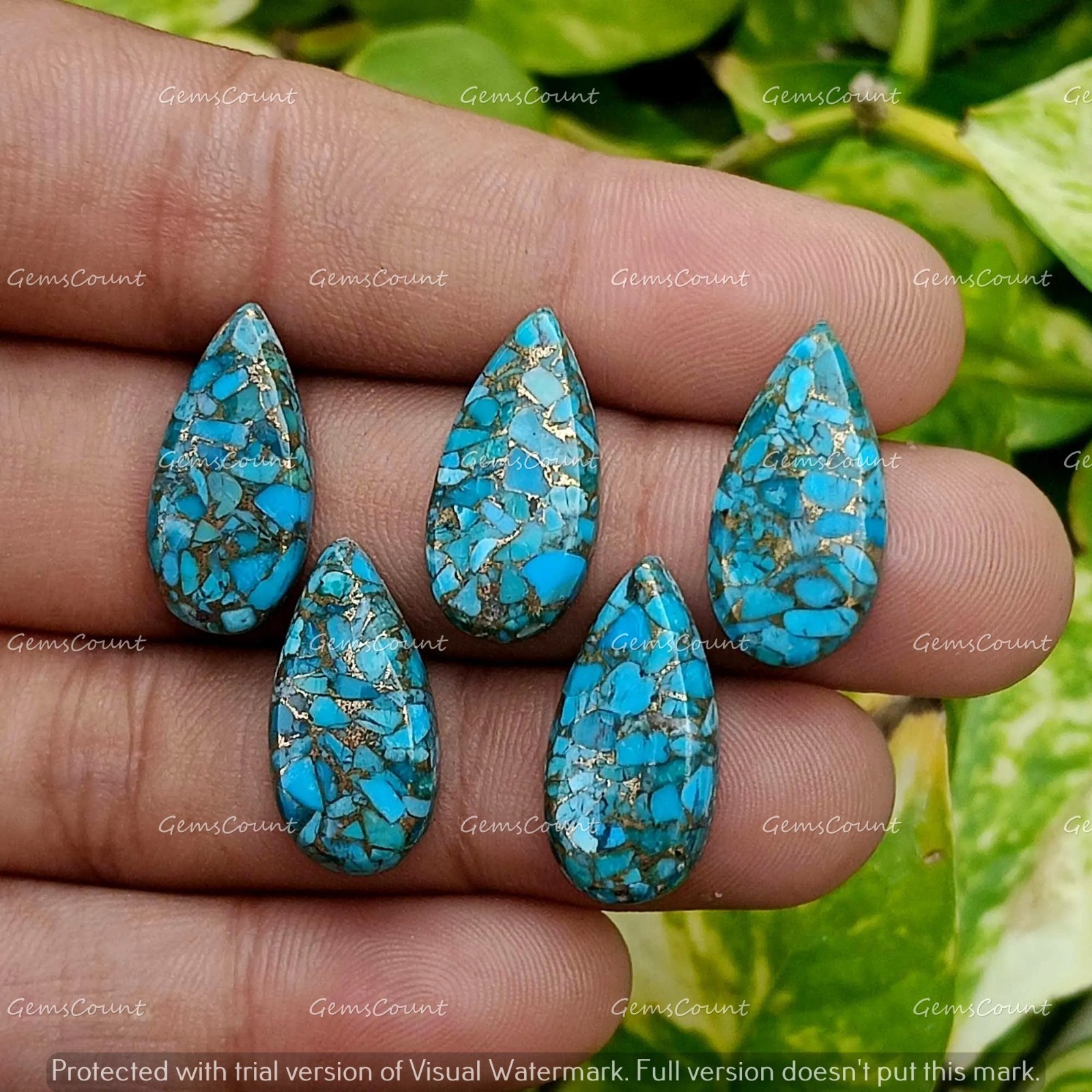 Natural Blue Copper Turquoise Long Pear Cabochon Healing Gemstone 5x10mm-15x30mm