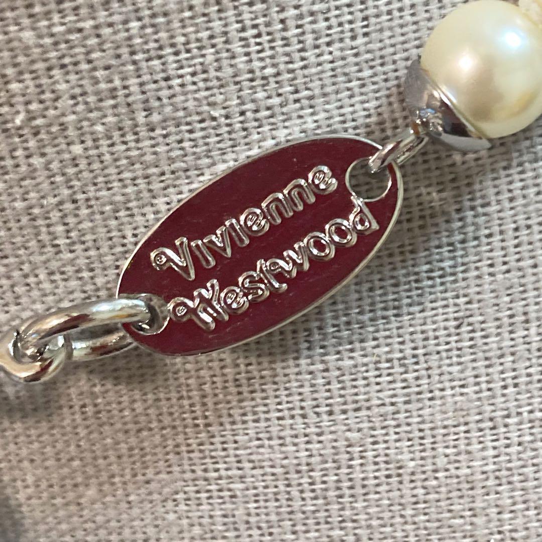 Vivienne Westwood Necklace Padlock Pearl Silver x Black w/drawstring [E50261