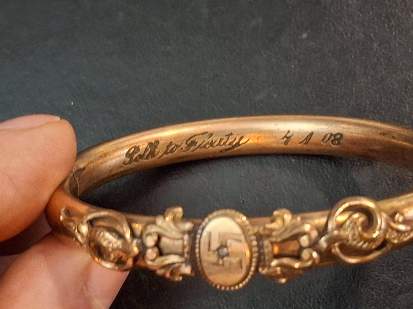 Antique Art Nouveau S.O.Bigney & Co Bangle Bracelet Signed
