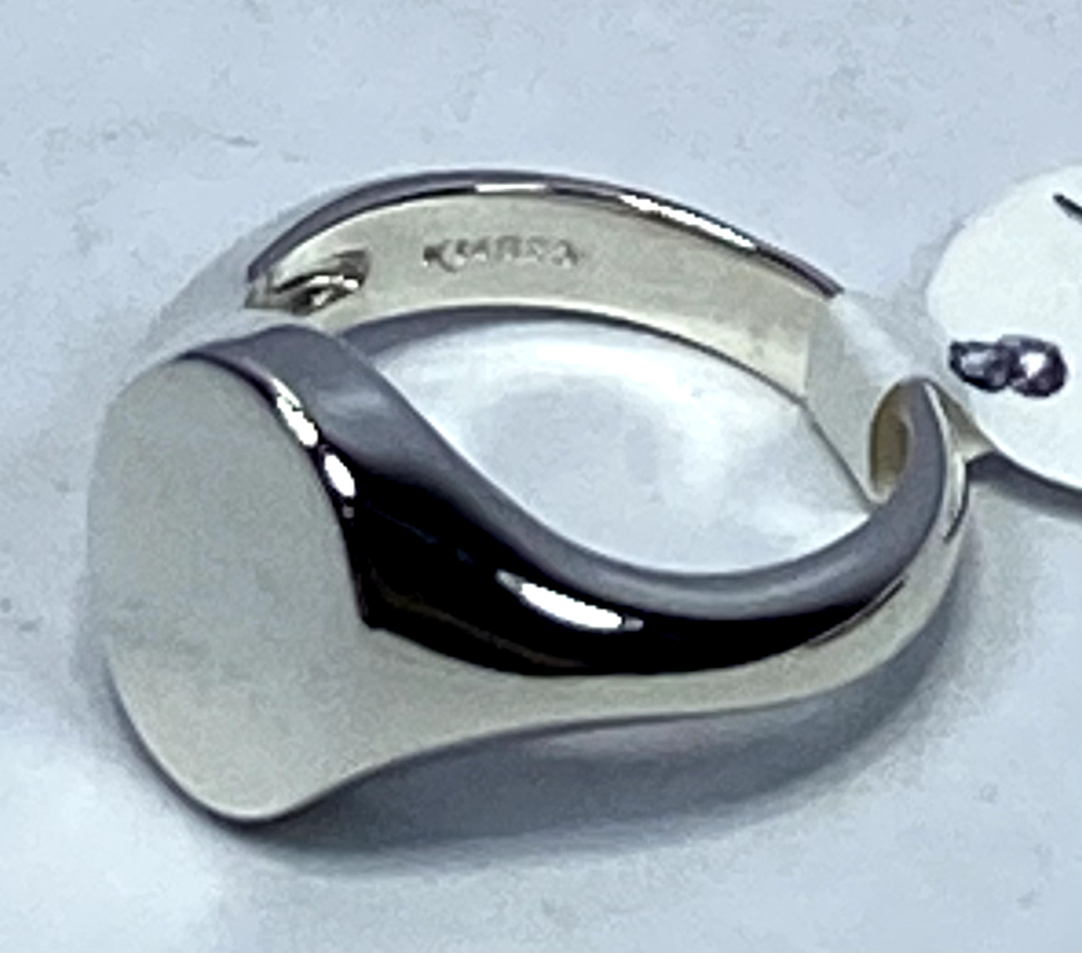 Kit Heath Sterling Silver Curve Signet Ring Size NWT Gift Box 8 7g