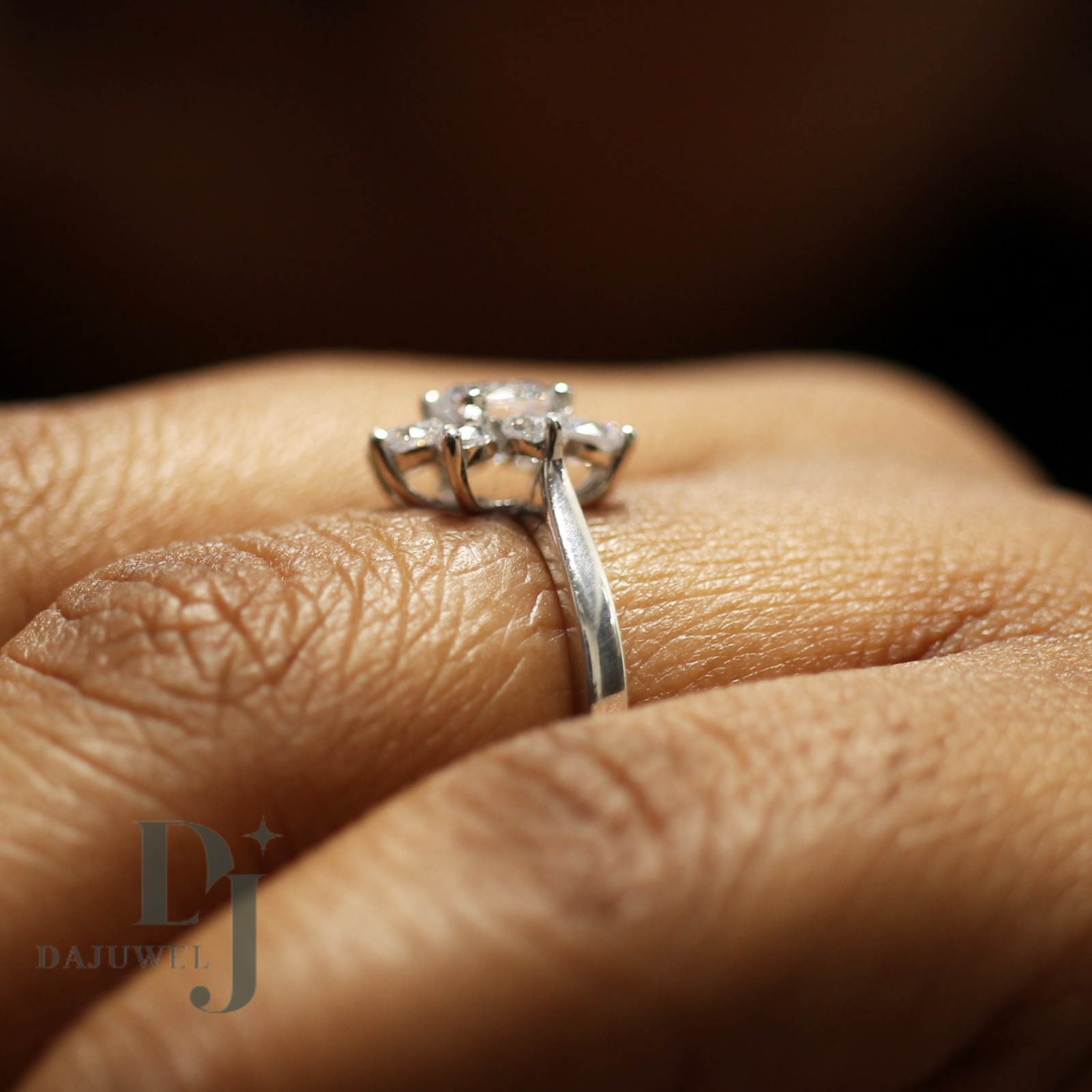 2.50 Carat Round Cut Moissanite Floral Engagement Ring Solid 14K White Gold