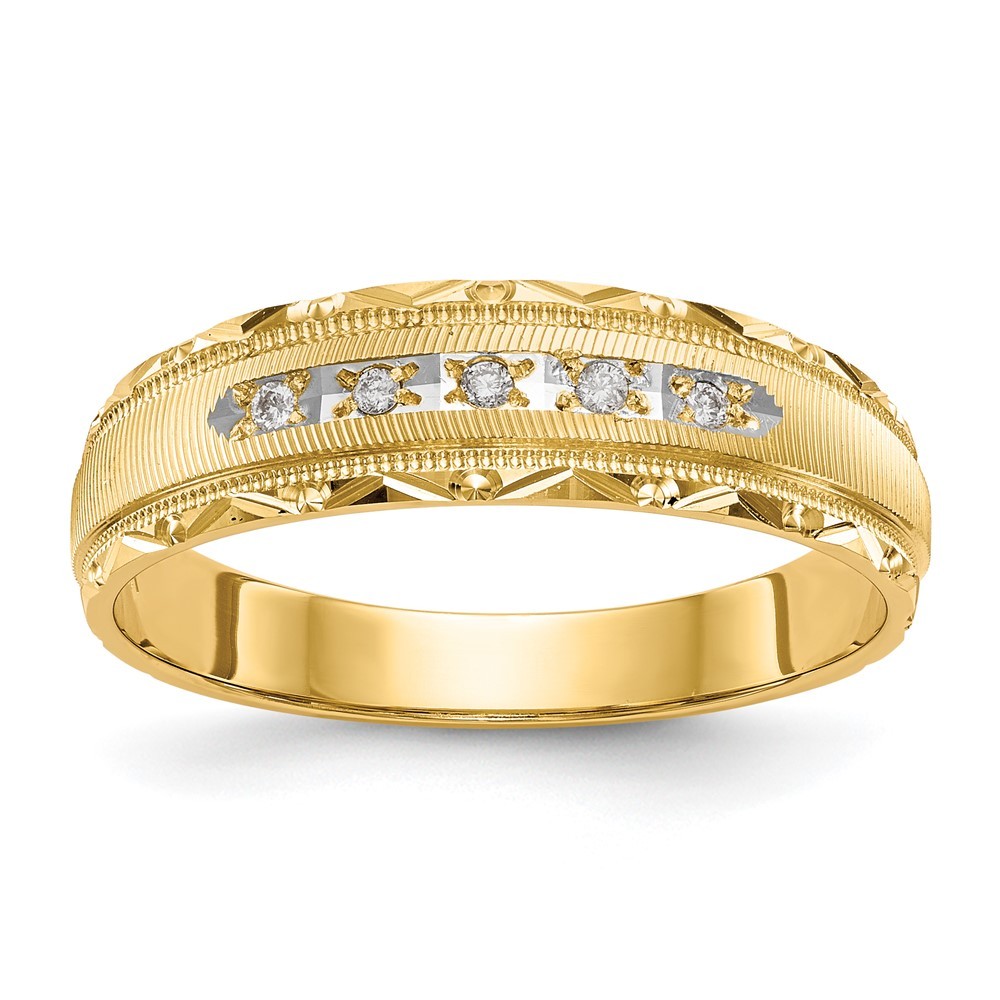 14k Yellow Gold 1/20 carat Diamond Trio Complete Wedding Band Men’s Ring Size 10