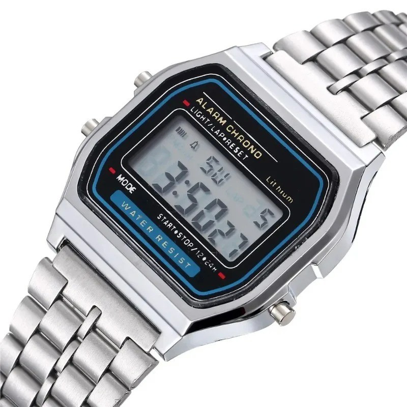 Retro Classic Unisex Digital Steel Bracelet Watch A158WA-1YES Silver