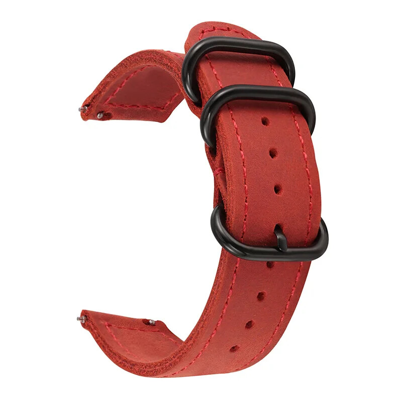 Vintage Genuine Leather Watch Band 18mm 20mm 22mm Black Loop Buckle Watch Strap