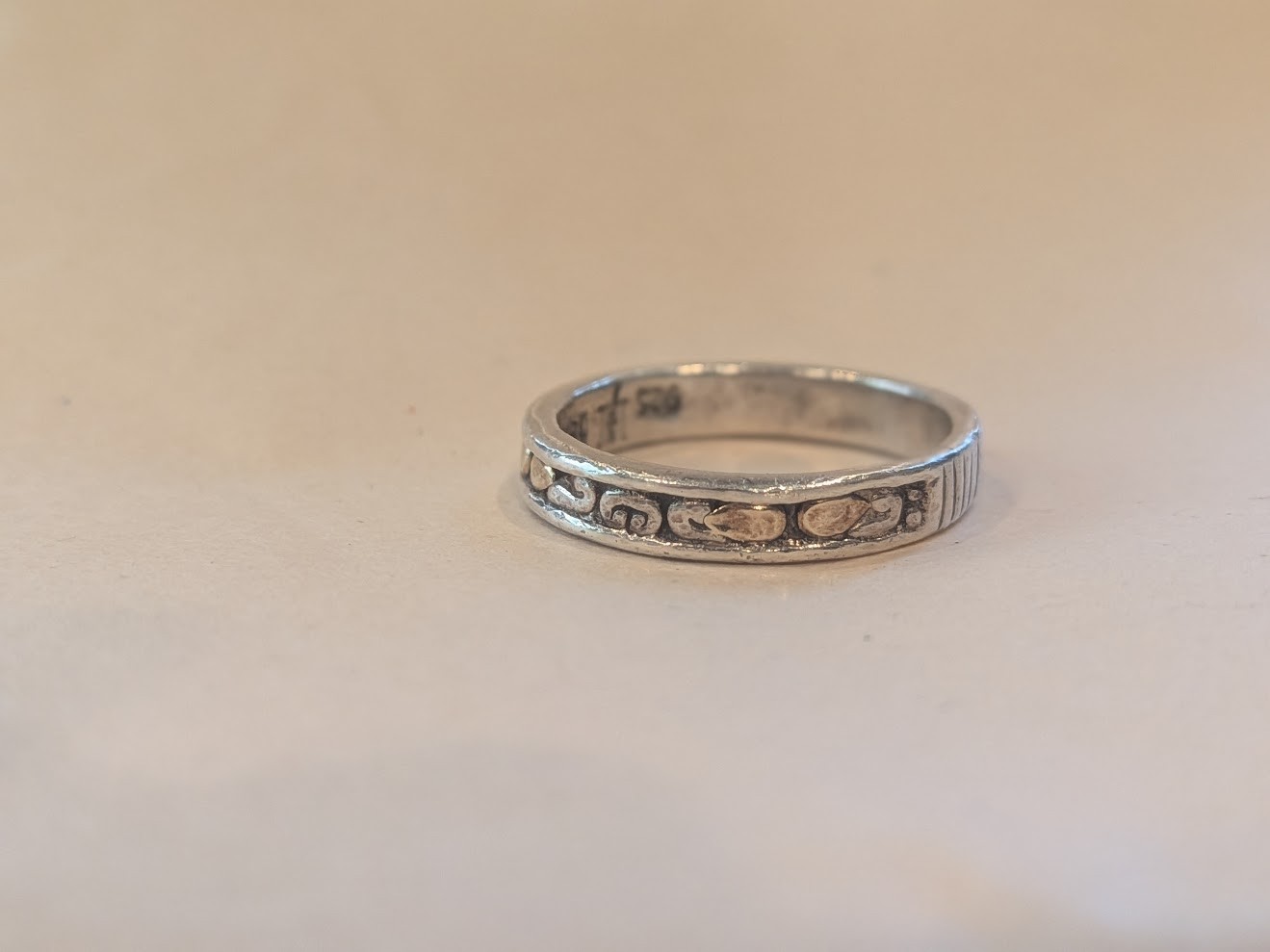 Vintage John Hardy 925 Sterling Silver 18K Gold Band Ring Size 7 w/ Pouch