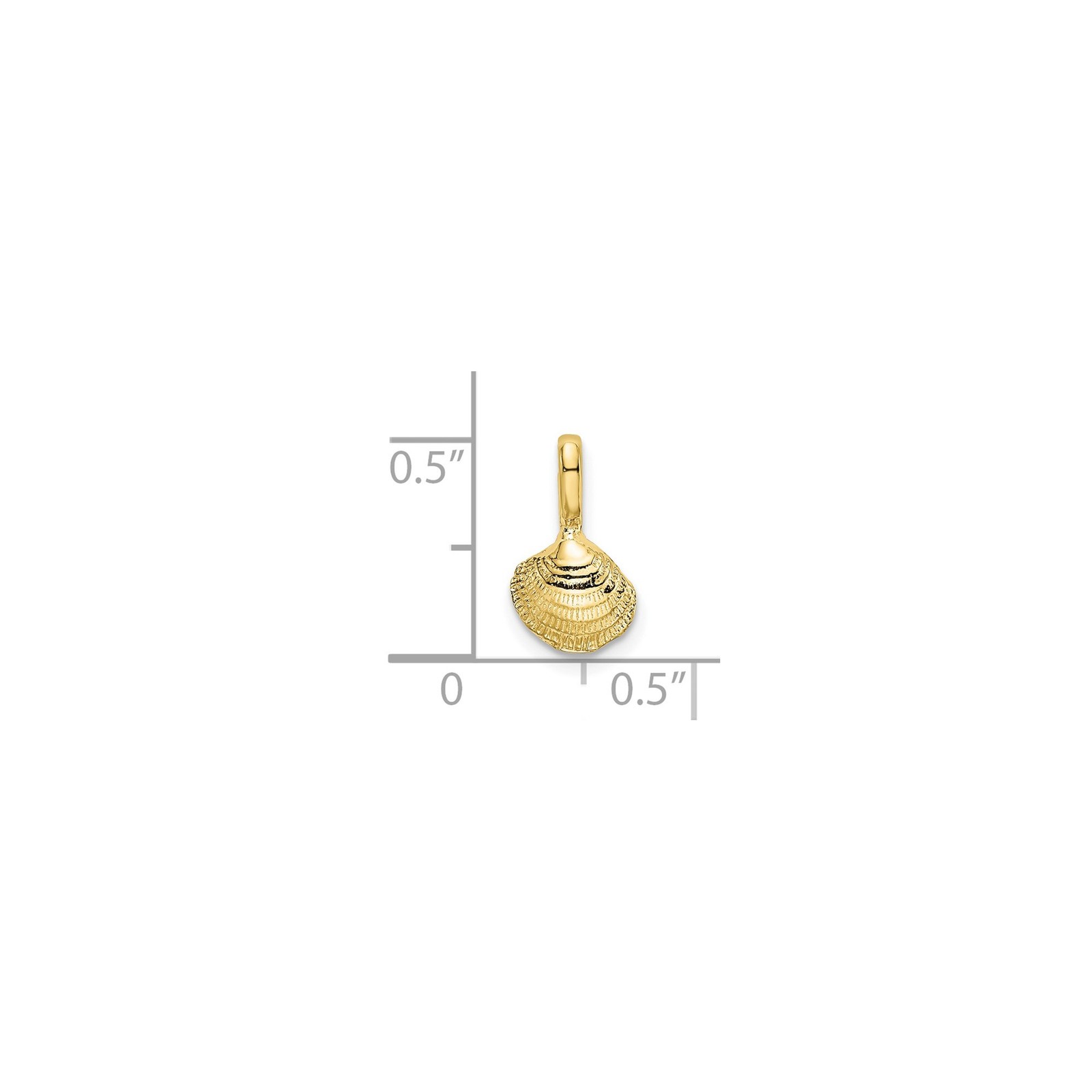 10k Yellow Gold Scallop Seashell Pendant Nautical Ocean Charm Coastal Jewelry