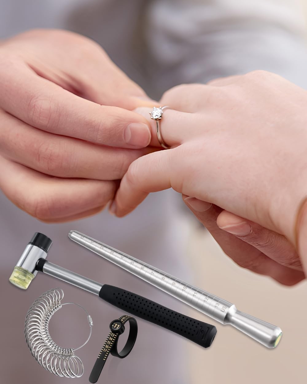 Ring Sizer Measuring Tool Set, Ring Sizer with Magnifying Glass, Integrated C…