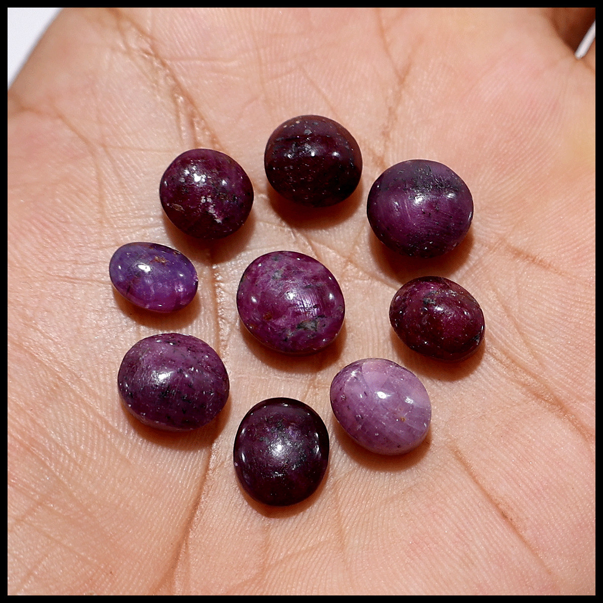 10 PC Natural Star Ruby Hi-Quality 8.4mm-10.8mm Cabochon Loose Gemstones Lot