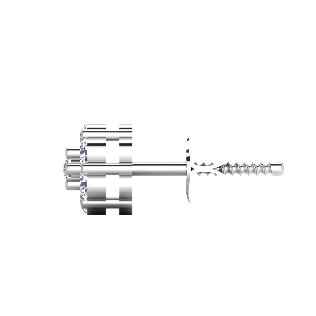 Solid 18K White Gold Men’s Single Stud Earring 0.11 Ct Natural Diamonds Earring