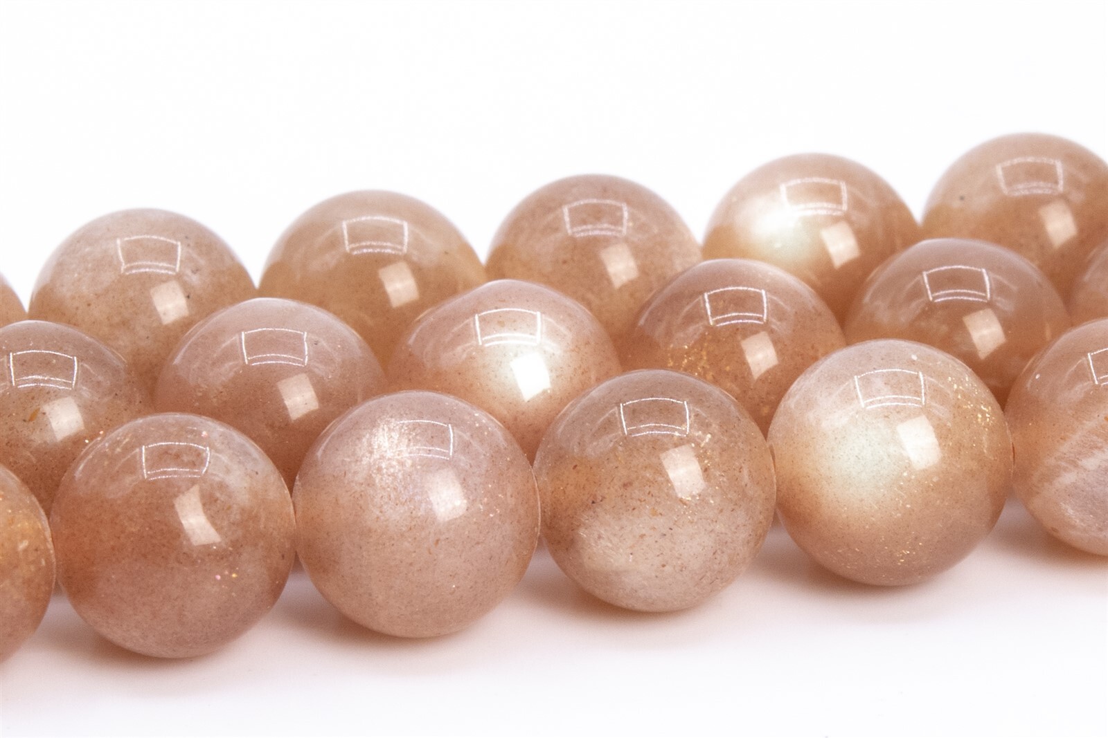 Genuine Natural Flash Orange Moonstone Grade AAA Round Loose Beads 6/7-8/10MM