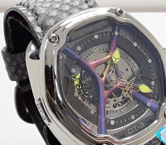 DIETRICH Organic Time OT-3 Automatic Silver Gray Dial Mens Watch Leather 44mm