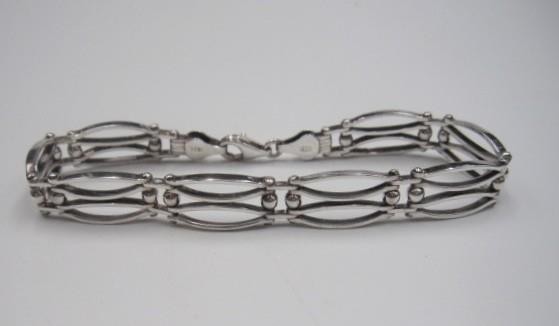Vintage Italian Sterling Silver Oval Beaded Link Bracelet 7.75″ Long 14.1 gm