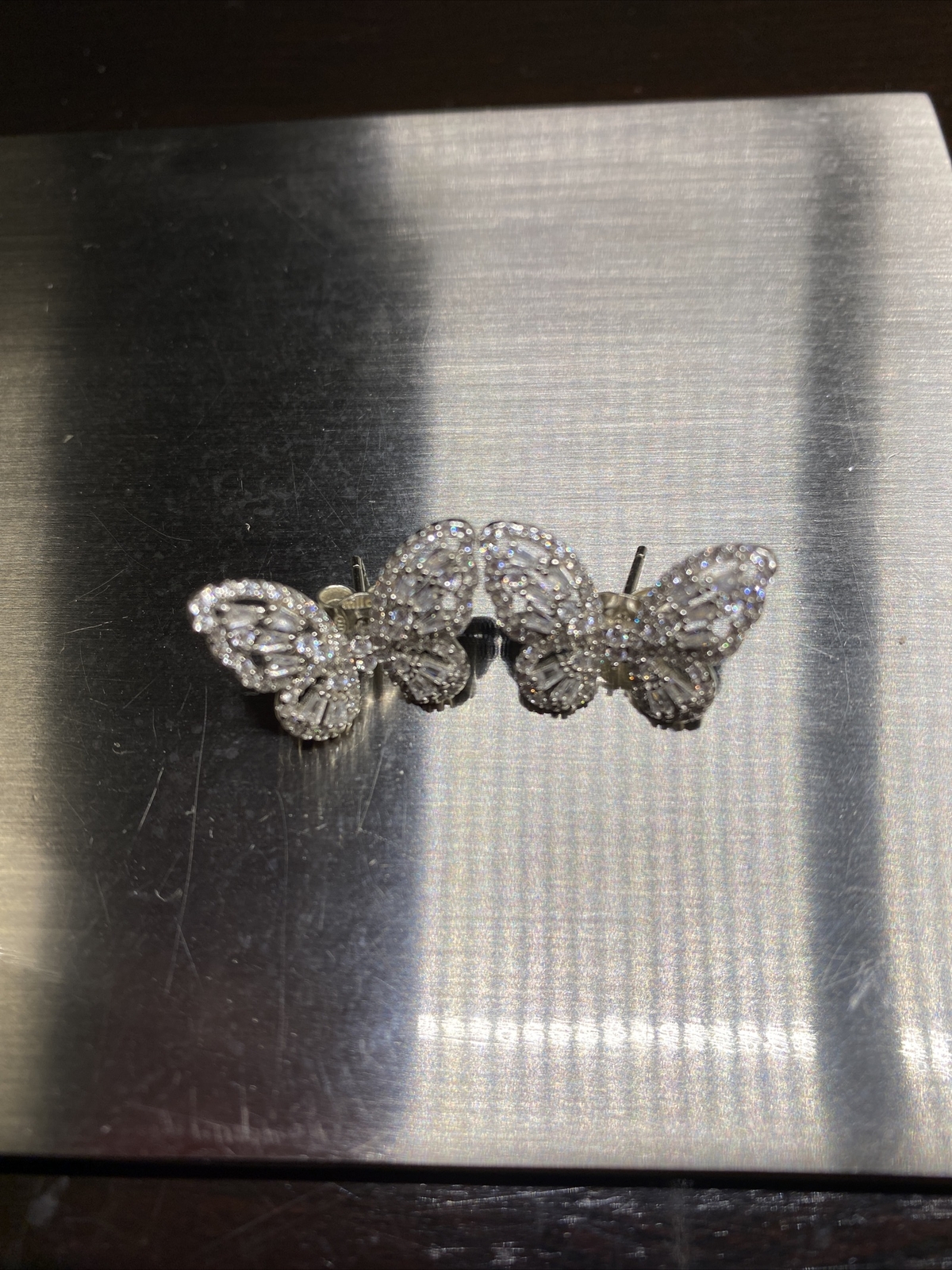 FUZION FZN DESIGNER PAVE HALO CZ BUTTERFLY STERLING SILVER 925 EARRINGS