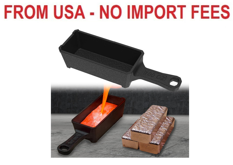 Nelyrho 100 oz Troy Ounce Cast Iron Loaf Bar Ingot Mold Crucible with Handle for