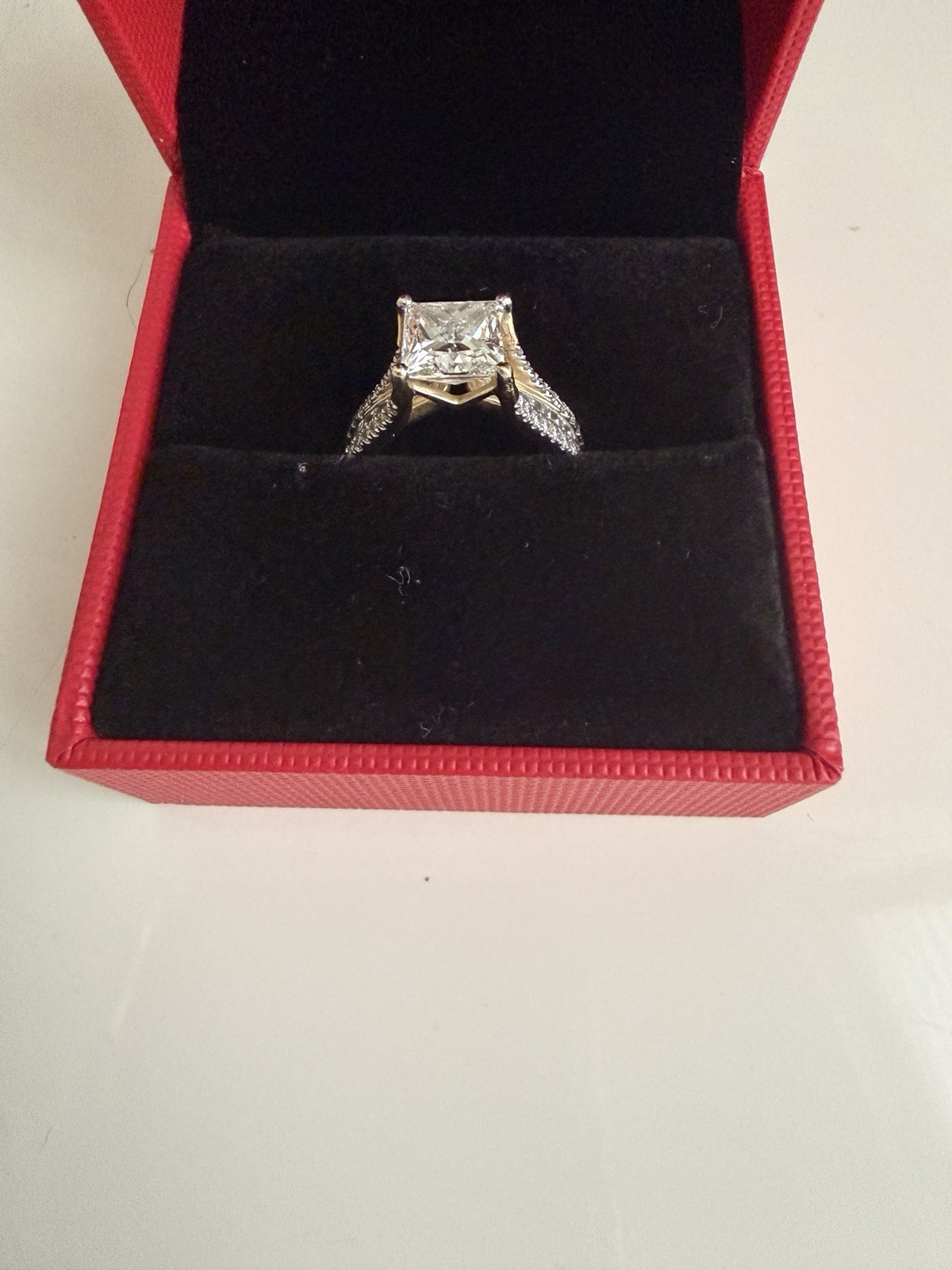 2.02ct Lab Grown Princess Diamond Ring 14K Yellow Gold E/VVS2 IGI 7