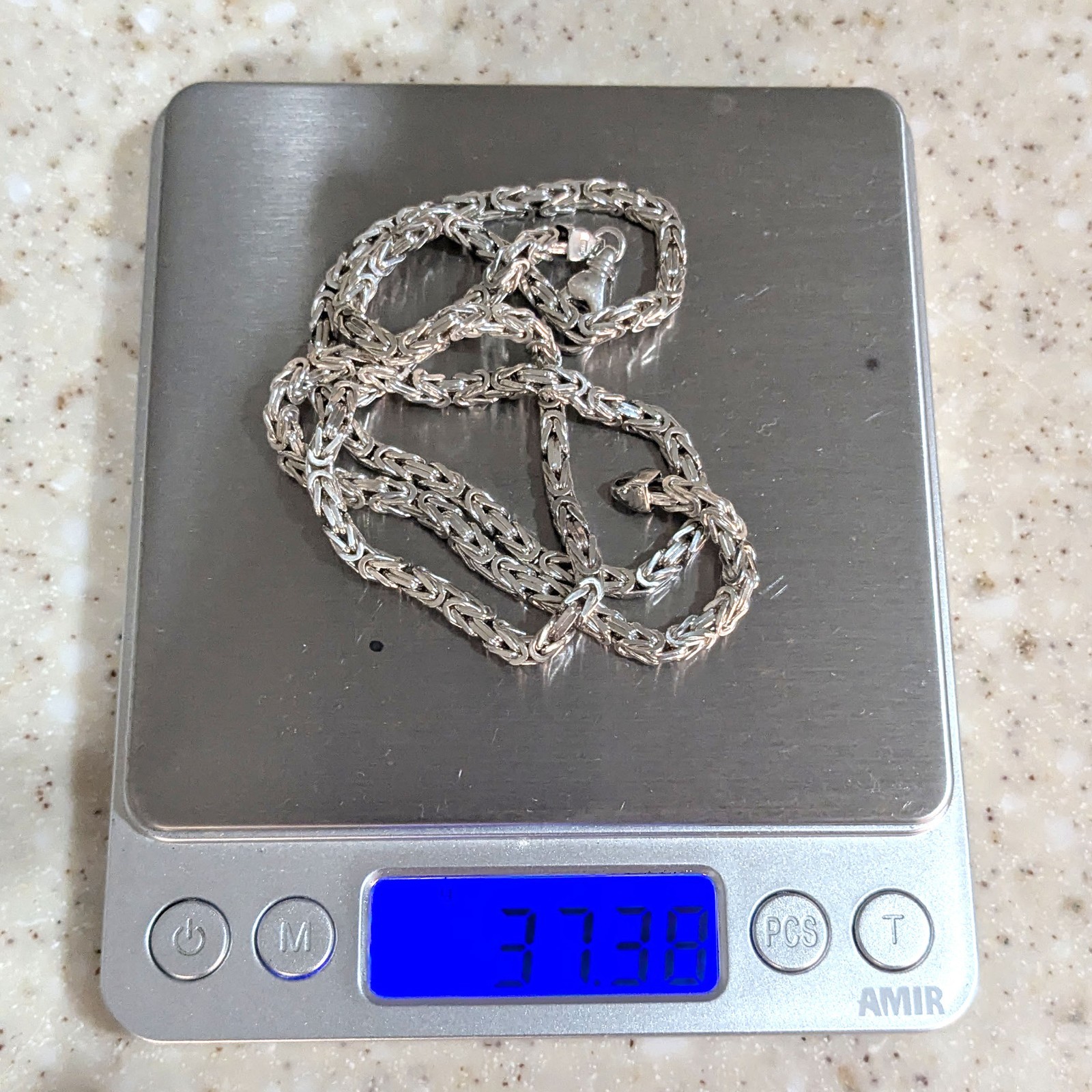 925 sterling silver Byzantine chain necklace 3.5mm 22 inch heavy chain 37g