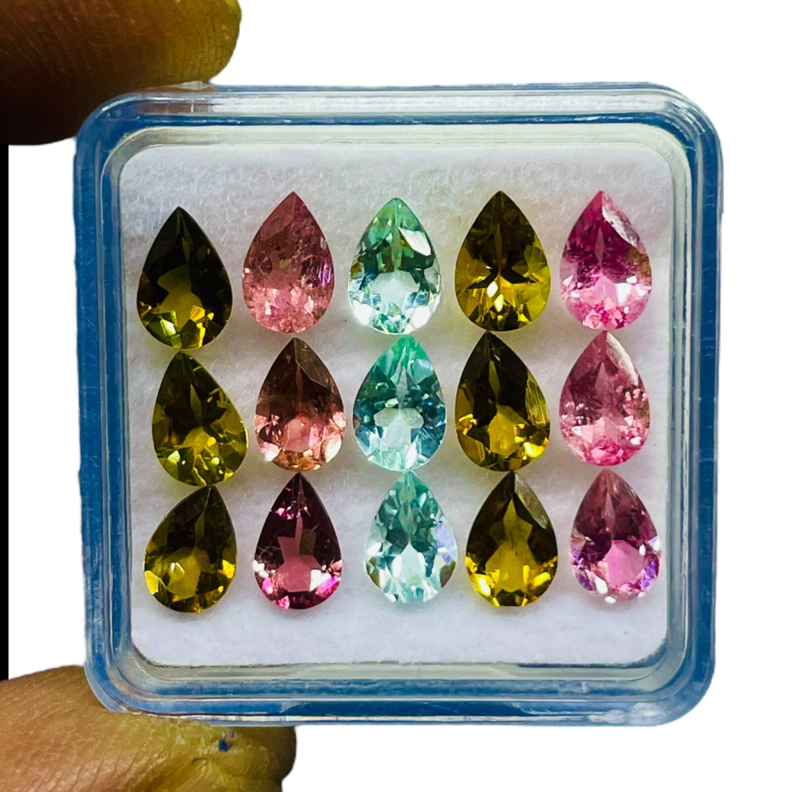 VVS 15 Pcs Natural Multi Tourmaline 6x4mm Pear Cut Top Quality Loose Gemstones
