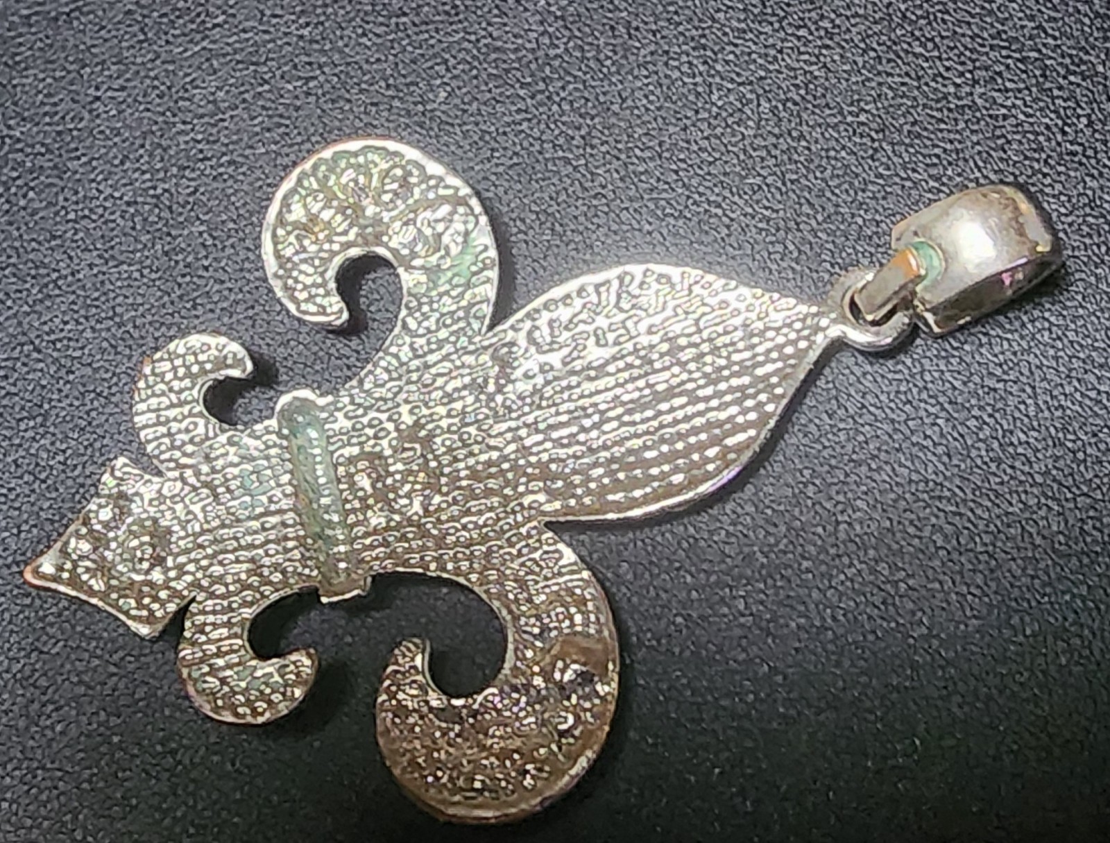 LARGE FLEUR DE LIS PENDANT WITH CLEAR AB PAVED STONES