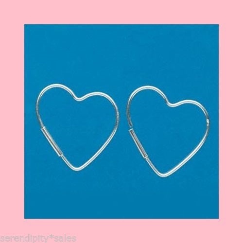 925 Solid STERLING SILVER HEART HOOP Earrings 20mm (0.78″ approx 3/4″) 1 Pair