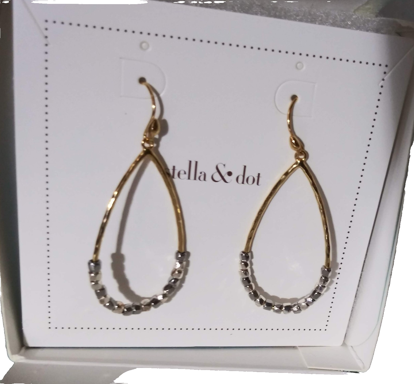 Stella & Dot Rhett Hoops Earrings – Silver & Gold – NIB –